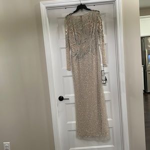 Beautiful NEVER worn biscotti colored Adrianna Papell evening gown size 12